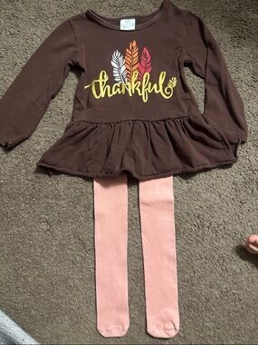 Thankful Brown Peplum Top with Pink Tights